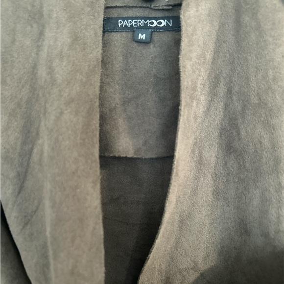 Papermoon Olive Faux Suede drape front Jacket - Picture 3 of 5